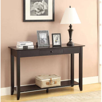 Narrow Black Shallow Console Table with Drawers